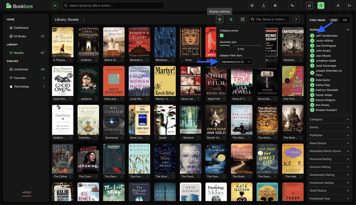 Sidebar Sort Options